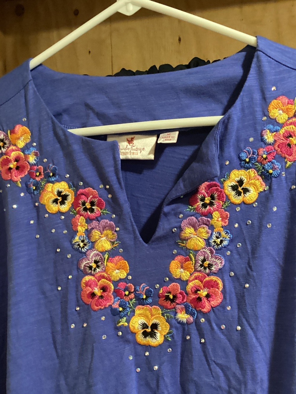 Quacker Factory Violet Embroidered V-Neck Tunic - Picture 3 of 5